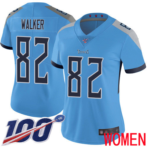 Tennessee Titans Limited Light Blue Women Delanie Walker Alternate Jersey NFL Football 82 100th Season Vapor Untouchable